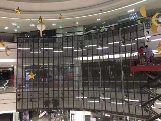 वाइड व्यूइंग एंगल और कम बिजली की खपत के साथ हाई ट्रांसपेरेंसी ट्रांसपेरेंट ग्लास एलईडी स्क्रीन, इनडोर और आउटडोर उपयोग के लिए