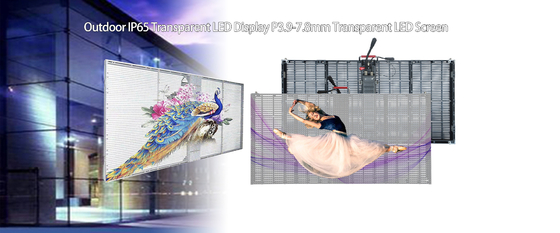 P10.4mm 50 * 12.5cm पारदर्शी ग्लास एलईडी स्क्रीन ग्रिड विंडो डिस्प्ले 1000cd / M²