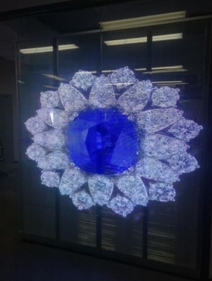 P10.4mm 50 * 12.5cm पारदर्शी ग्लास एलईडी स्क्रीन ग्रिड विंडो डिस्प्ले 1000cd / M²